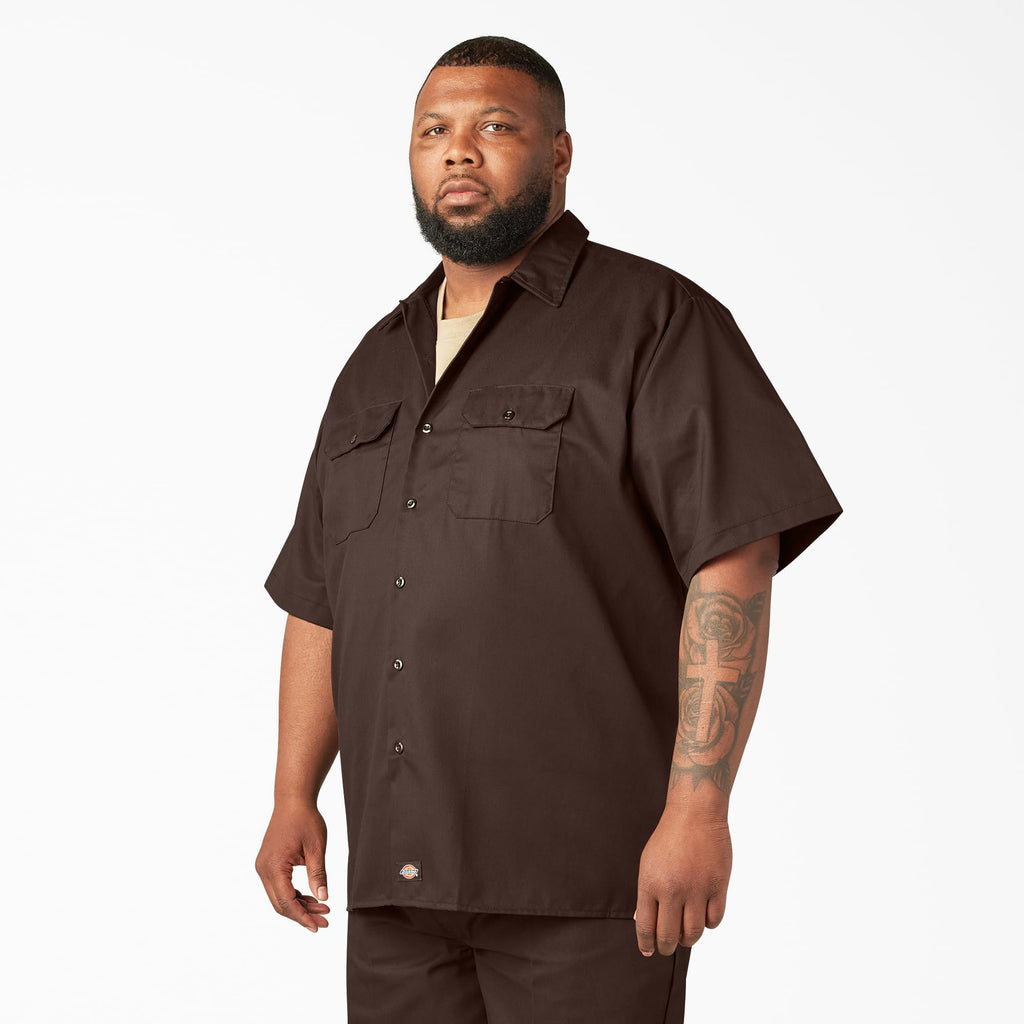 Unisex Short-Sleeve Work Shirt - BLAcK - S(D0102H7MFcP)