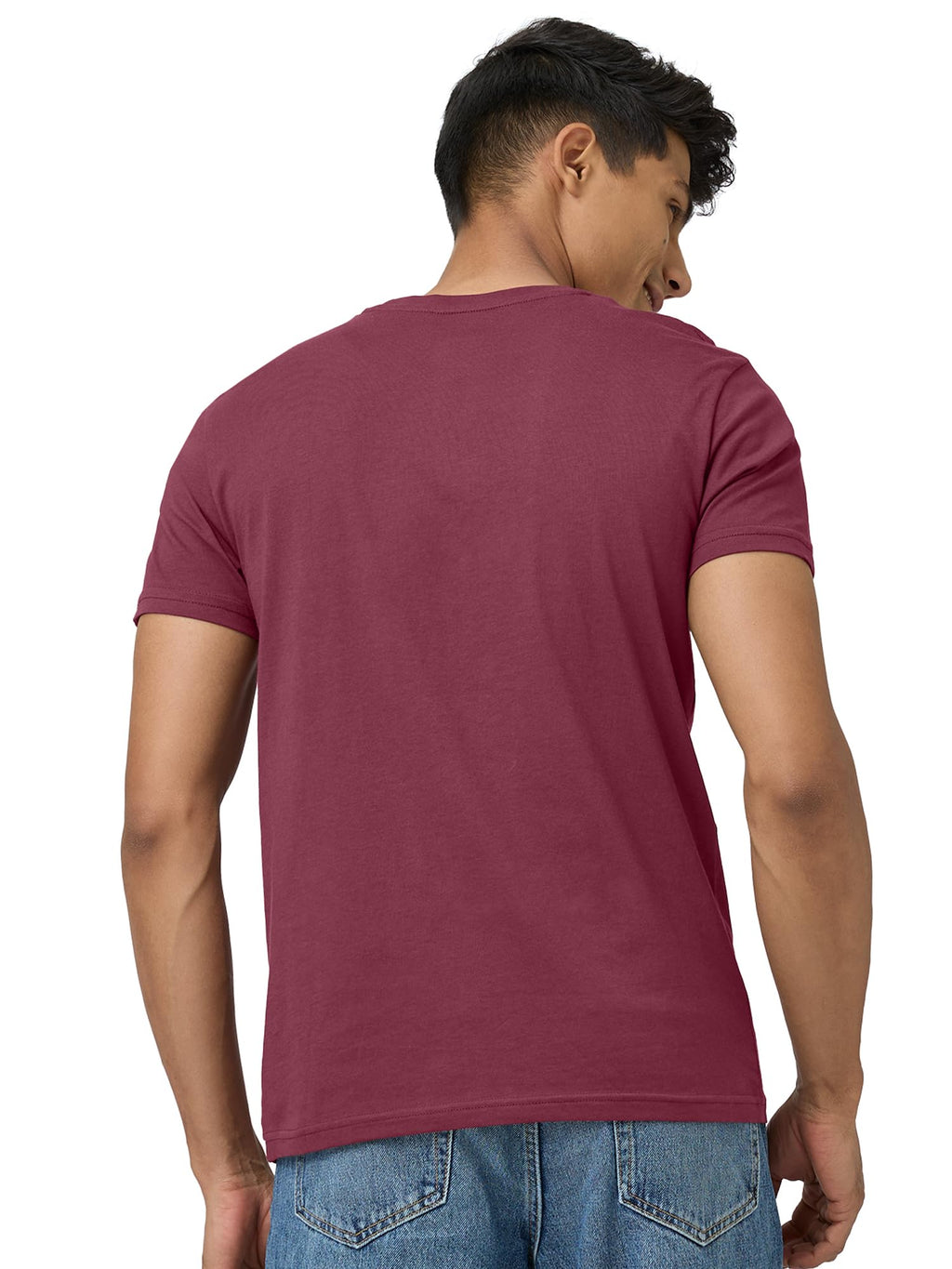 XYXX Mens Solid Regular Fit T-Shirt (XY_CR15_Tshirt_1_Maroon