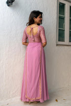 Wedani Pink Georegtte Anarkali Gown for Women