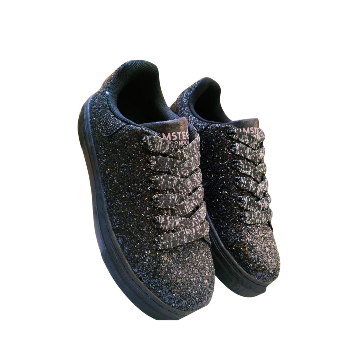 HAMSTER London Mousehole Glitter Party Unisex Sneakers Casual Laceup Shoes for Girl/Boy | Breathable5 Black 5
