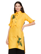 Om Sai Latest Creation Designer Slub Rayon Fully Stitched Straight Kurti For Women & Girls On Jeans Palazzo Or Skirt (Plus Size 
