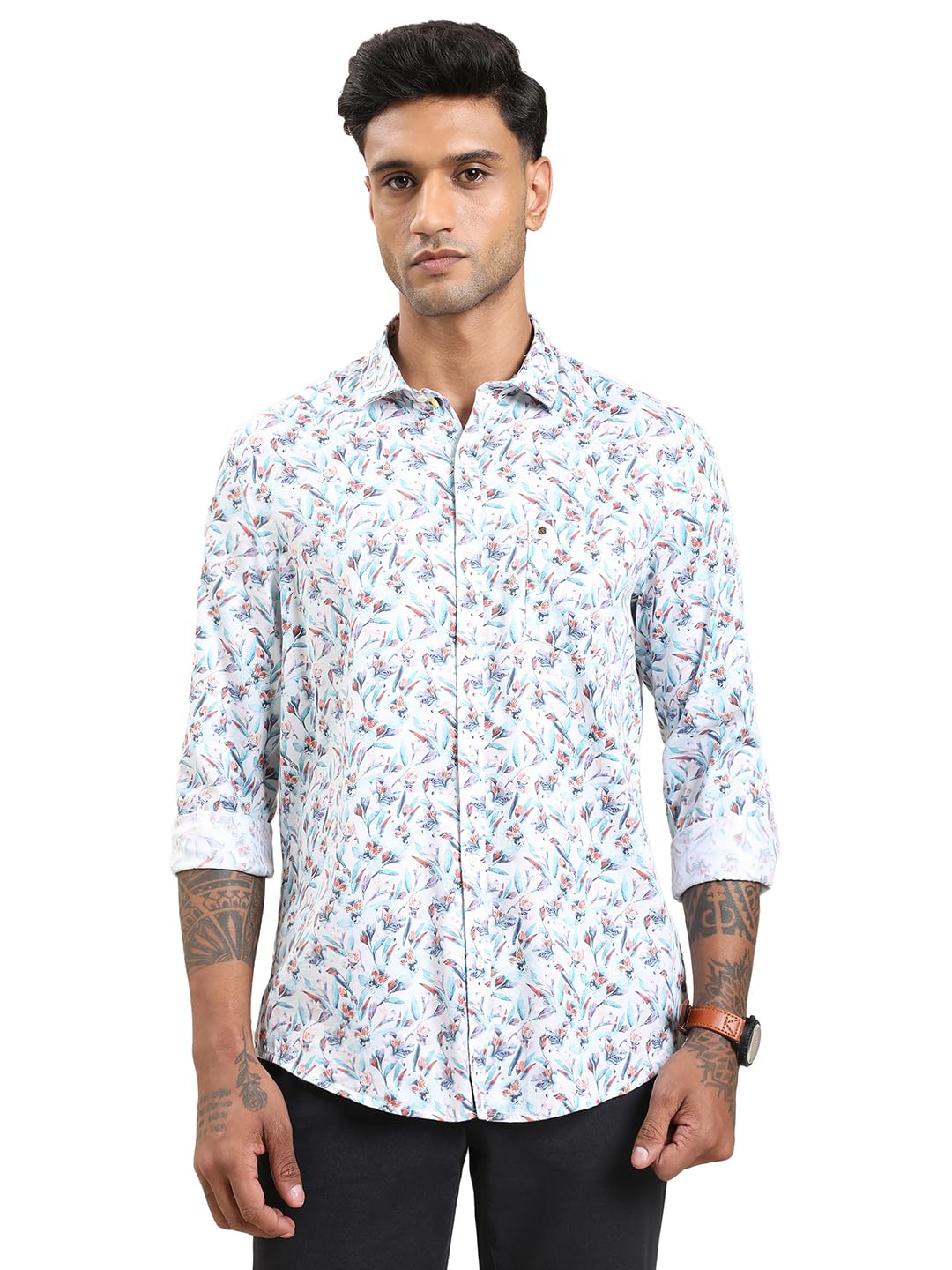 Turtle Men Multi Color Slim Fit Digital Print Cotton Modal Casual Shirt