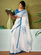 Satrani WomenS Chanderi Cotton Printed Ready To Wear One Minute Pre Pleated Readymade Saree With Unstitched Blouse Piece (32Rs3