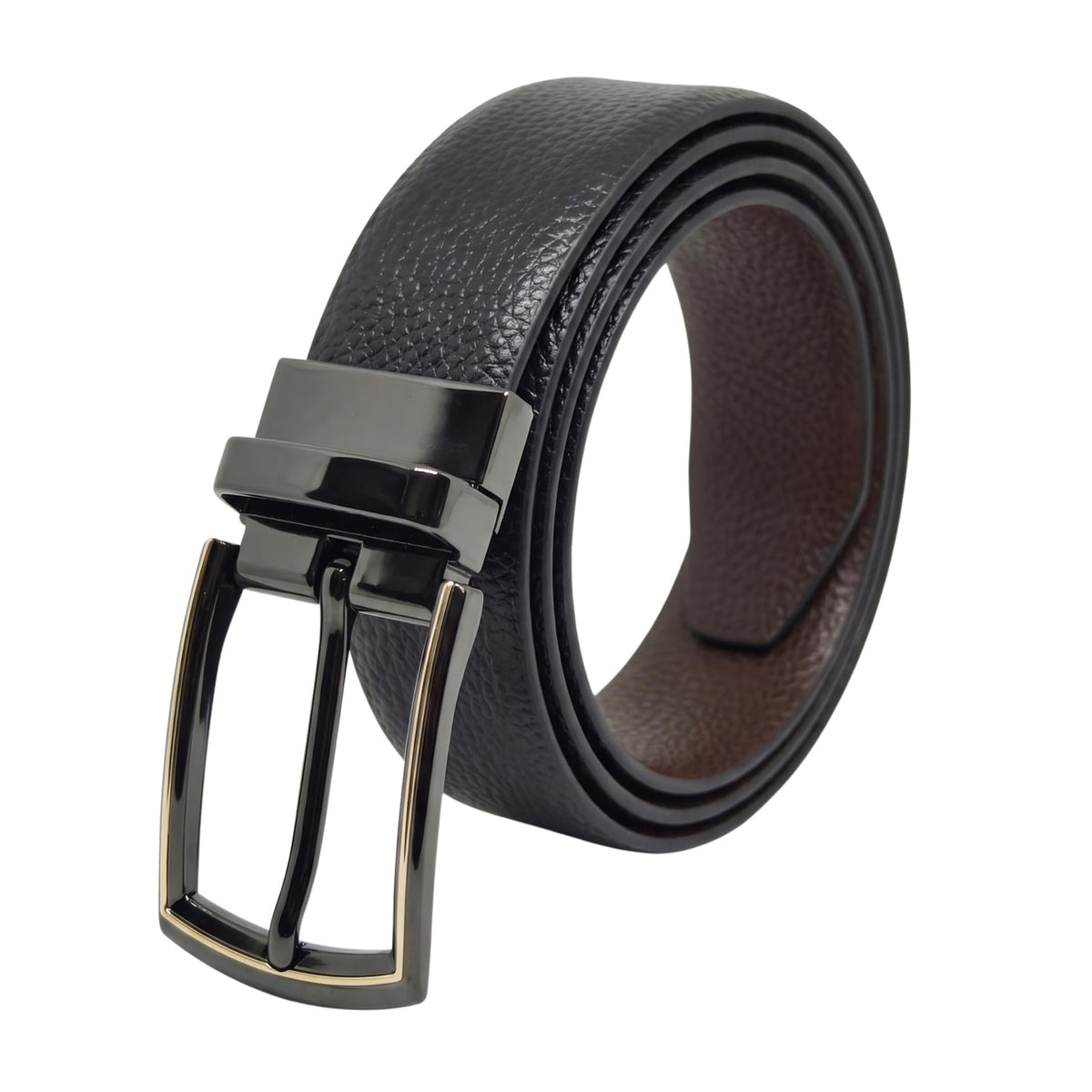 The Men Thing Genuine Leather Belt | 2 In 1 Reversible (1 Pc.) (Black, 35 To 40 Waist Adjustable) 35-40