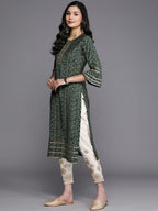 Libas WomenS Silk Printed Straight Kurta (26264_Green