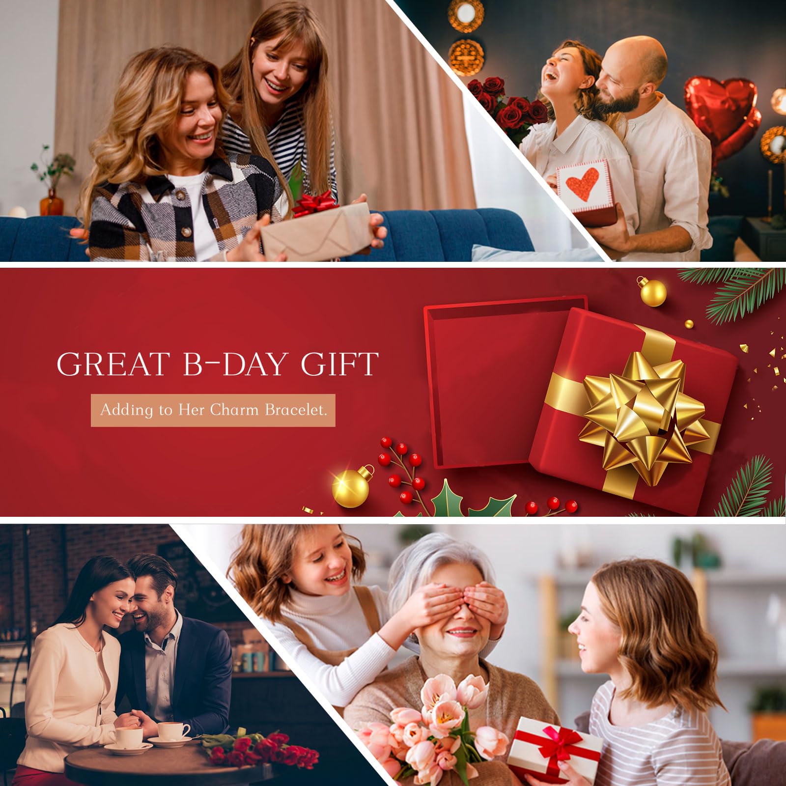 Annmors Forever Sister Love Heart Dangle Charm-925 Sterling Silver Love Sister Dangle fit European Bracelet&Necklace,Christmas H