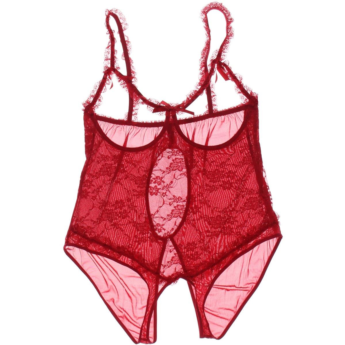 Oh la la Cheri Women's Plus Size Open-Cup Crotchless Teddy, Red
