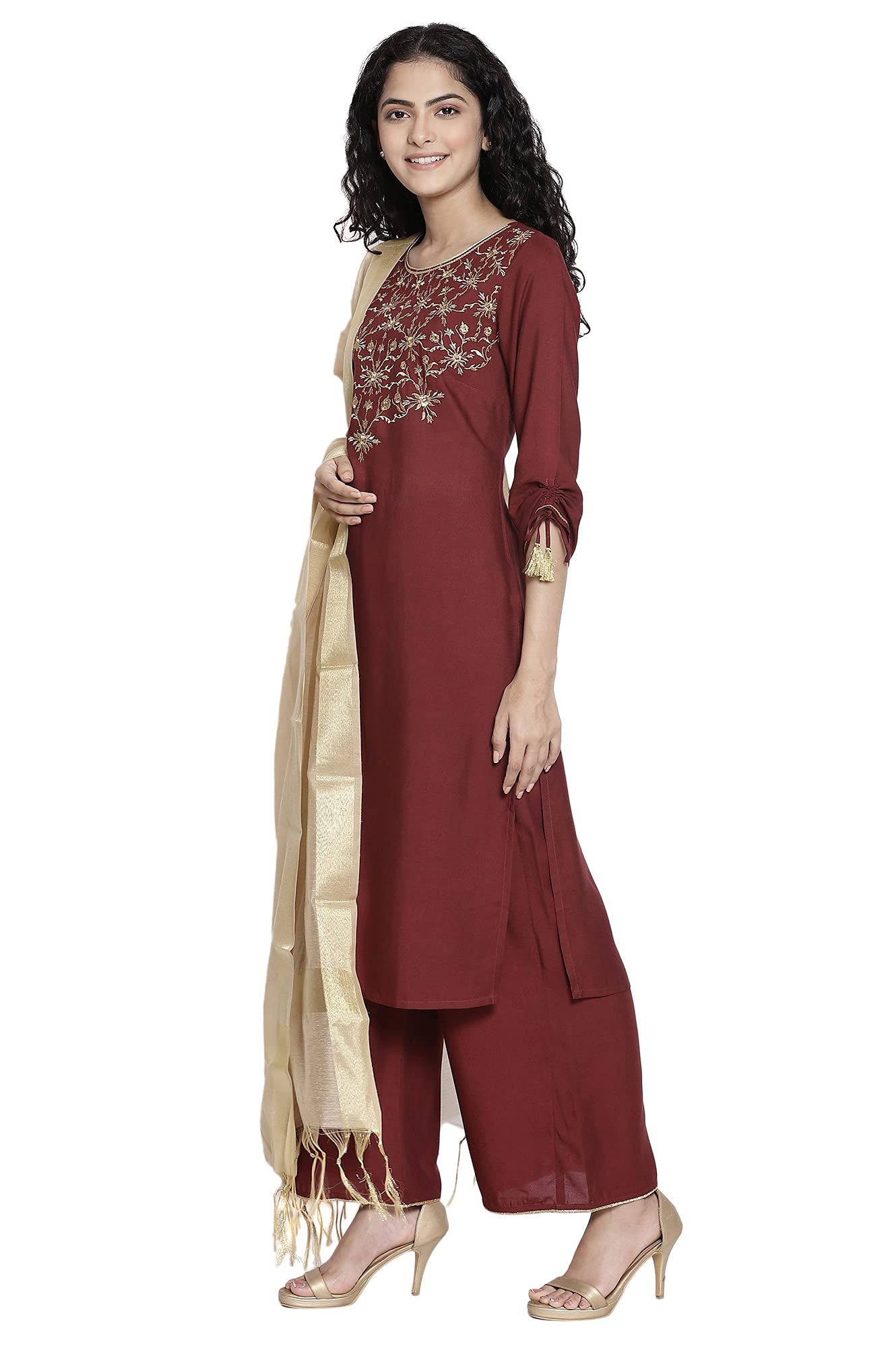 Aurelia Women'S Viscose Kurta, Palazzo & Duppata