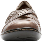 Clarks Women's Ashland Spin Q Slip-On Loafer, Pewter, 9 Wide