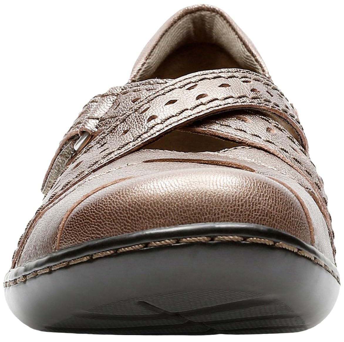 Clarks Women's Ashland Spin Q Slip-On Loafer, Pewter, 9 Wide