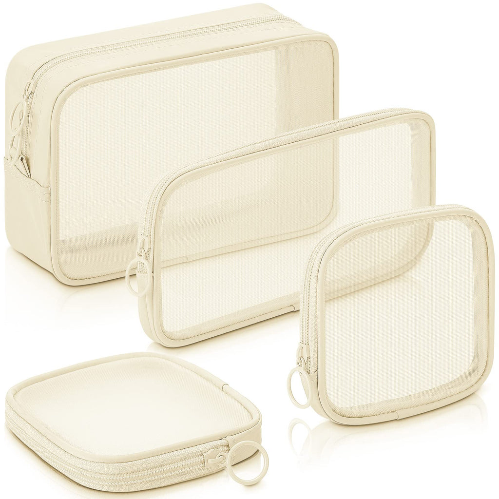 Weewooday 4 Pcs Mesh Makeup Bag Mesh Cosmetic Bag Travel Toiletry Bag Pouch with Zipper Mini Portable Makeup Cosmetic Travel Toi