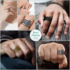 FaithHeart Punk Skull Hand Rings for Man Stainless Steel Gothic Halloween Party Accessories