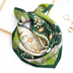 PoeticEHome 100% Real Mulberry Silk Women Small Square Neck Scarfs 21 Lightweight Neckerchief Printed Headscarf Gift Packed (X2