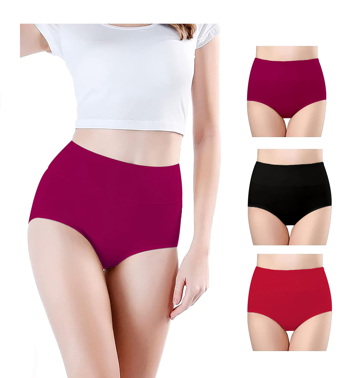 Think Tech High Waisted Cotton Hipster Panty Ladies Soft Panties L Women Seamless High L Women Underwear Jhanghiya  Rise Pantie 2