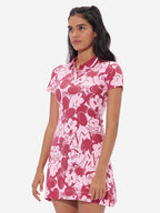 The Souled Store Official Mickey Mouse: Expressions Women And Girls Short Sleeves Collared Neck Ribbed Dresses Pink