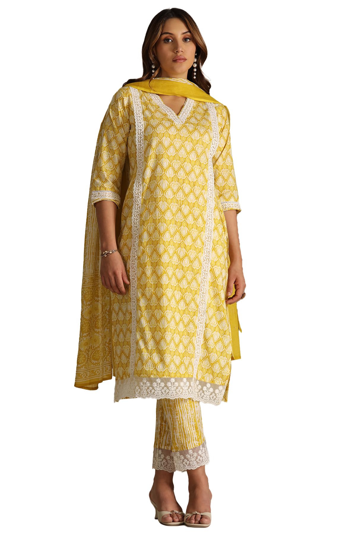 Soch Women Cotton Ethnic Motifs Suit Set with Thread Work