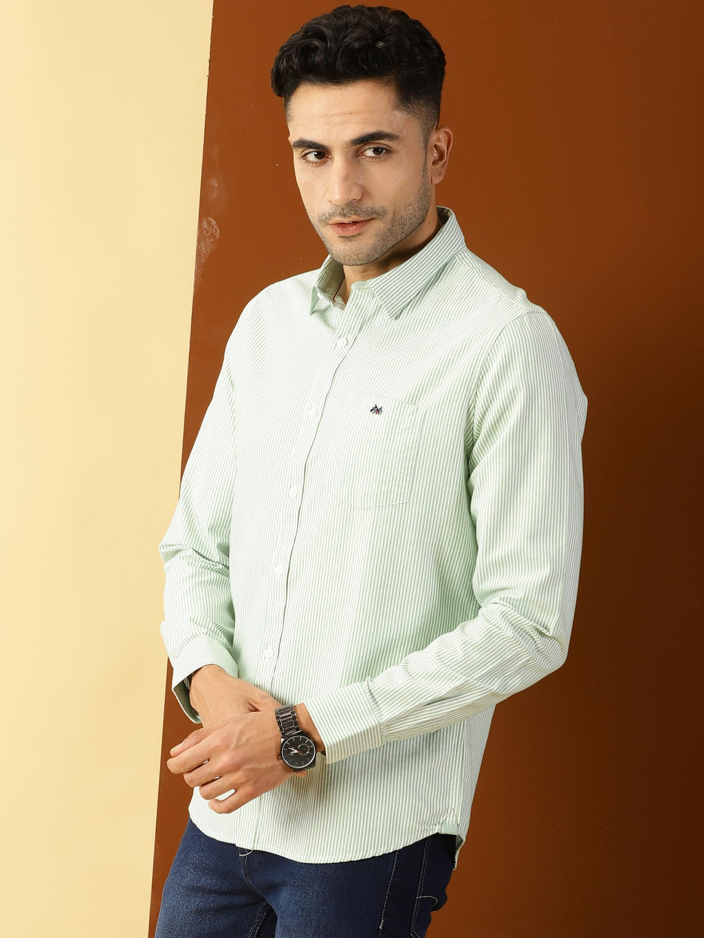 Thomas Scott Mens Slim Fit Casual Shirt Green