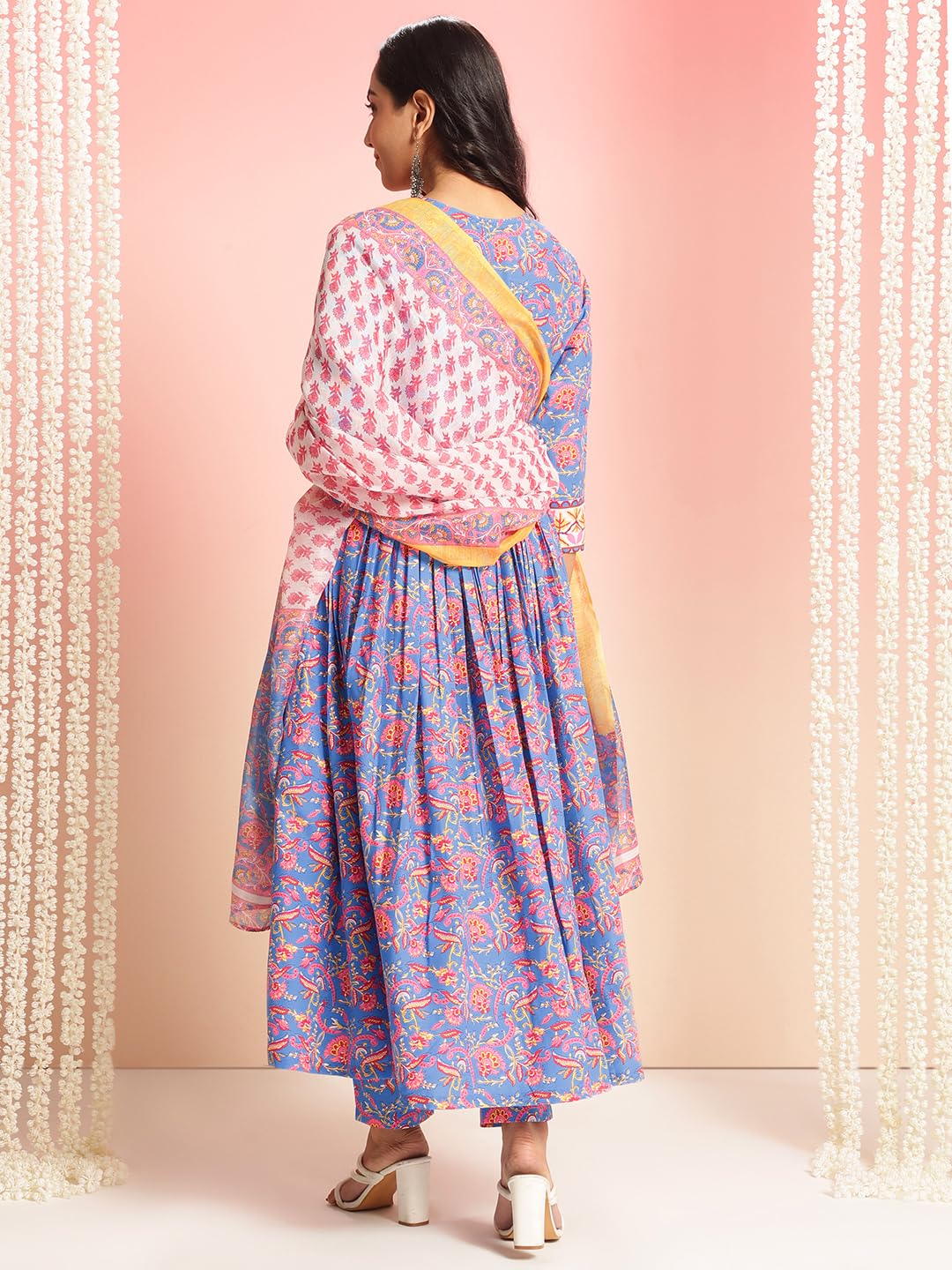 ANNI DESIGNER Womens Rayon Viscose Printed Anarkali Kurta with Pant & Dupatta (MYTEE MULTI-VKS01_L_Multicolor_Large)