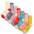 COTTON DAY 7 Days of the Week Gift Box Kids Girls Short Socks Cute Animal Floral Stripes Stars Seamless Toe 4-6 years (Size 6)