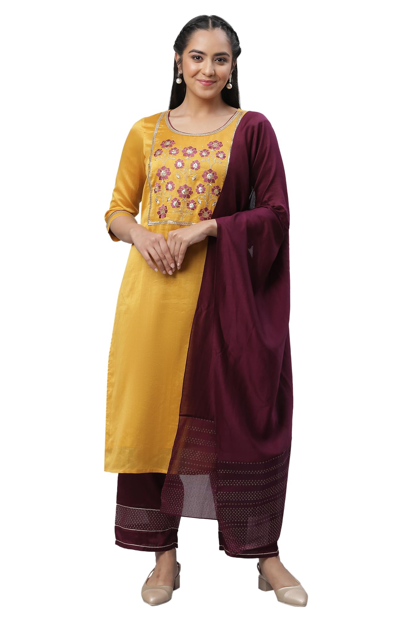 Aurelia Women Kurta, Palazzo & Dupatta 23AUAS14190-704231-Yellow-XS