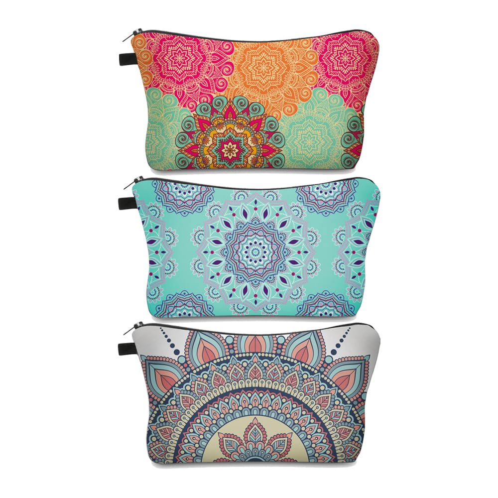 Deanfun Makeup Bag, 3pcs/set Super Funny 3D Printing Women Cosmetic Bag Multifunction Pencil Holder(Mandala 2)