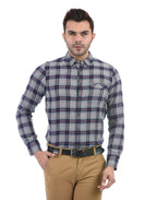 Pepe Jeans Men Checkered Regular Fit Casual Shirt(Pm306211_Grey_M)
