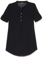 Aurelia WomenS Black Textured Cotton-Rayon Blend Regular Kurti