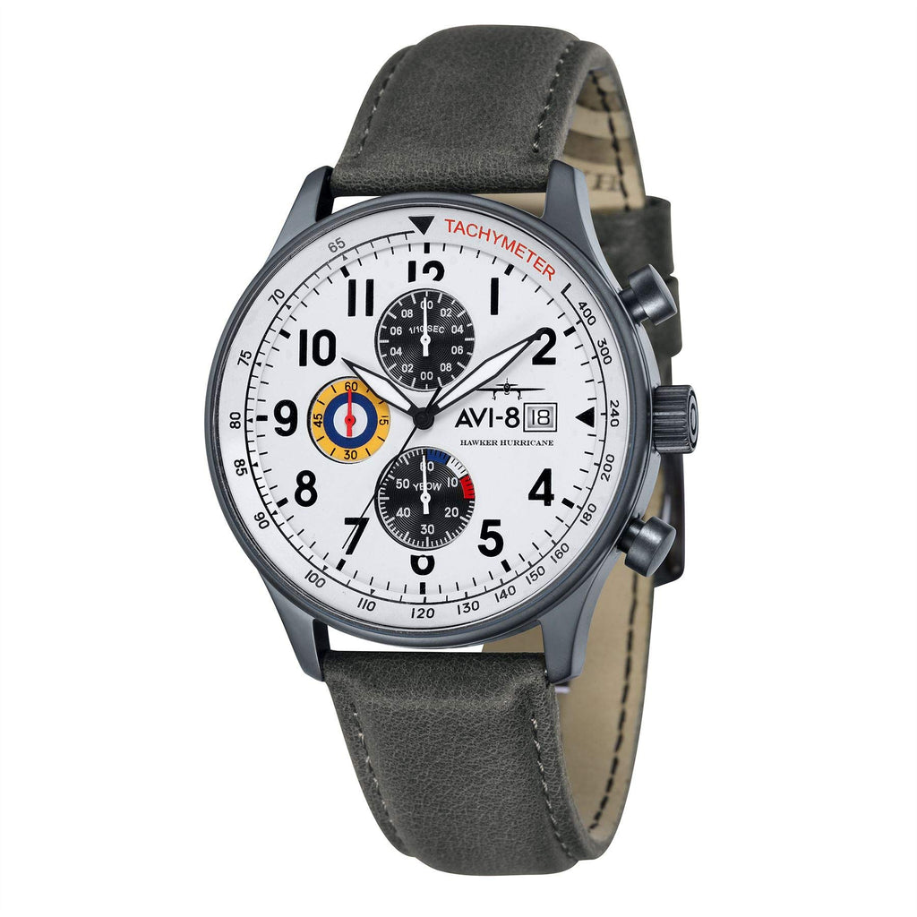 AVI-8 Hawker Hurricane Classic Chronograph Ivory Grayscale White Dial Quartz AV-4011-0B Men's Watch