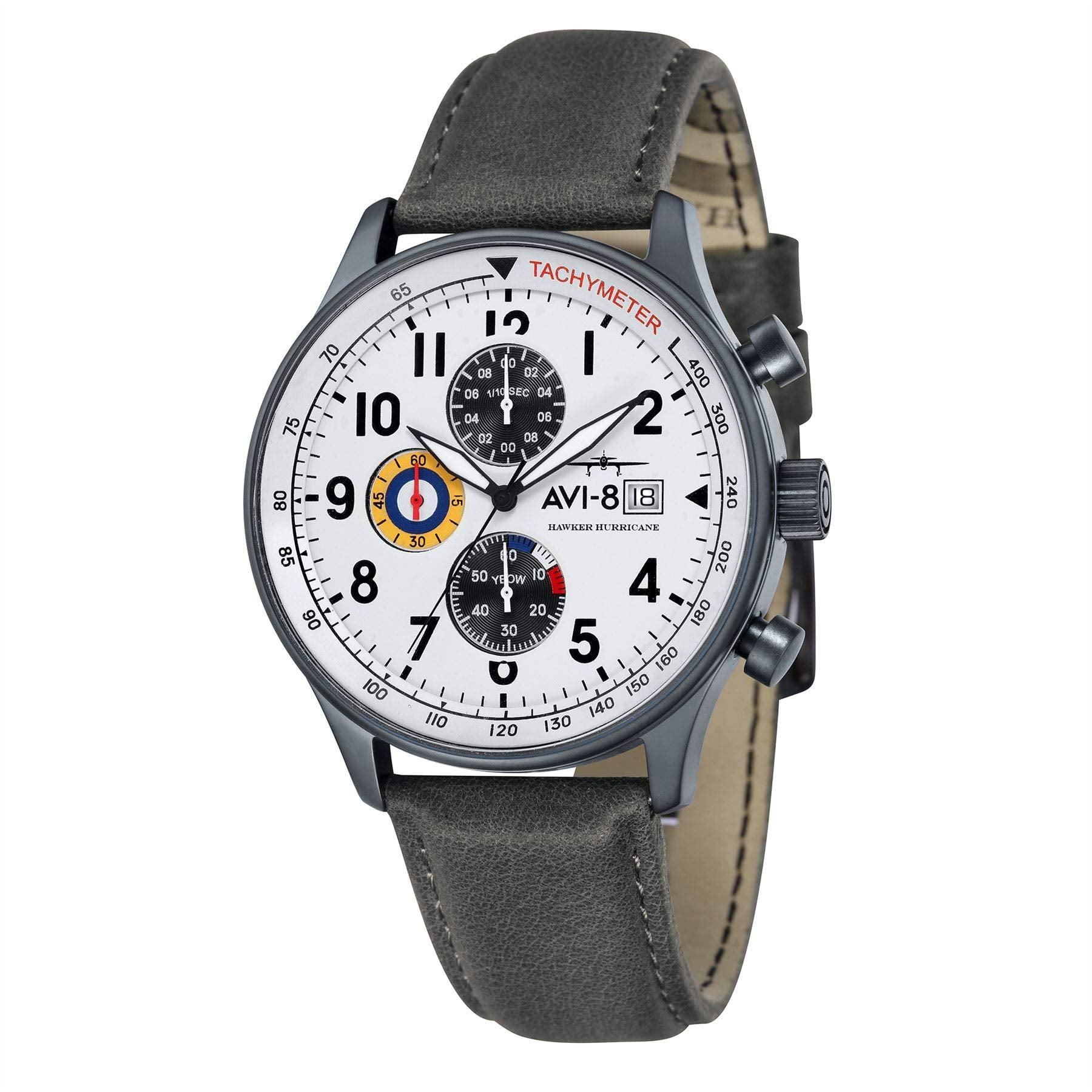 AVI-8 Hawker Hurricane Classic Chronograph Ivory Grayscale White Dial Quartz AV-4011-0B Men's Watch