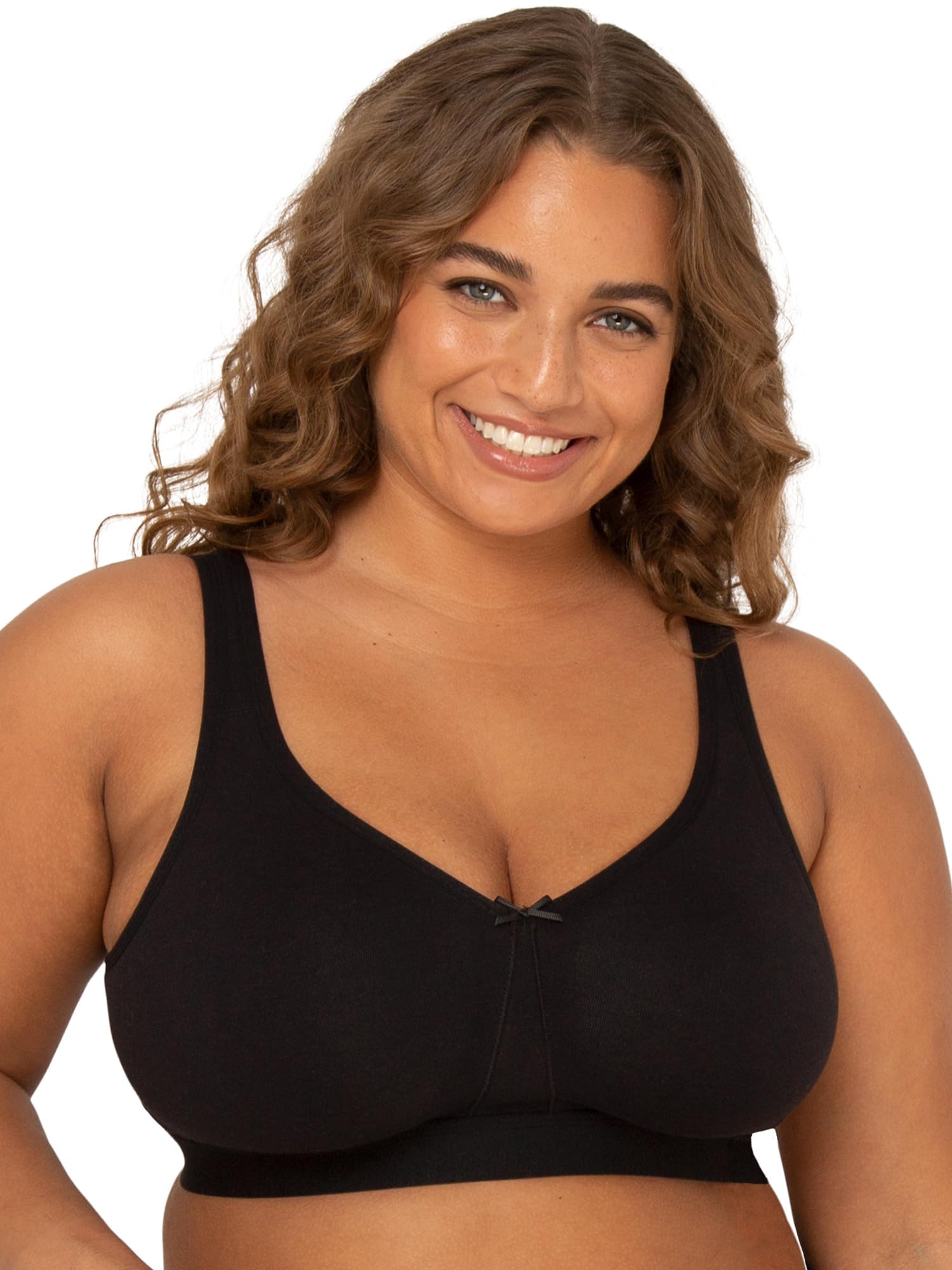 Fruit of the Loom womens Plus Size Wireless Cotton Full Coverage Bra, Black Hue, 38G US