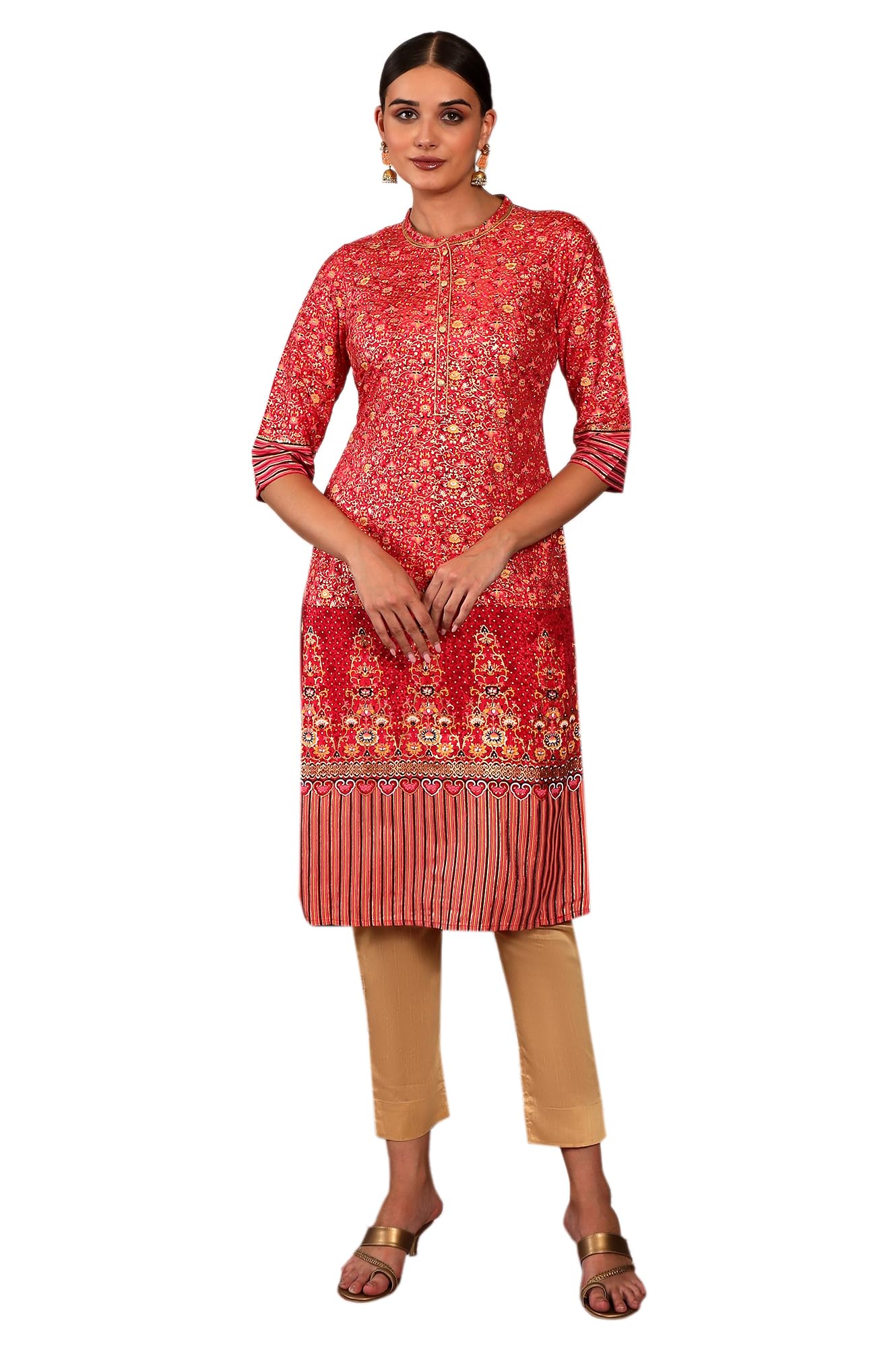 Aurelia Women'S Foil Sequin Regular Red Kurta