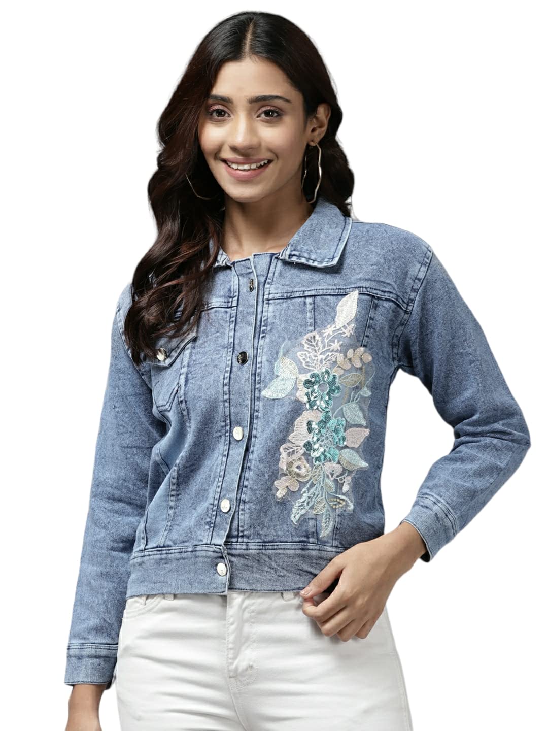Aarika Girls A-Line Coat (New_DN-112_Denim Blue_12-13 Years)