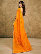 Satrani Womens Georgette Bandhani Printed Saree with Unstitched Blouse Piece