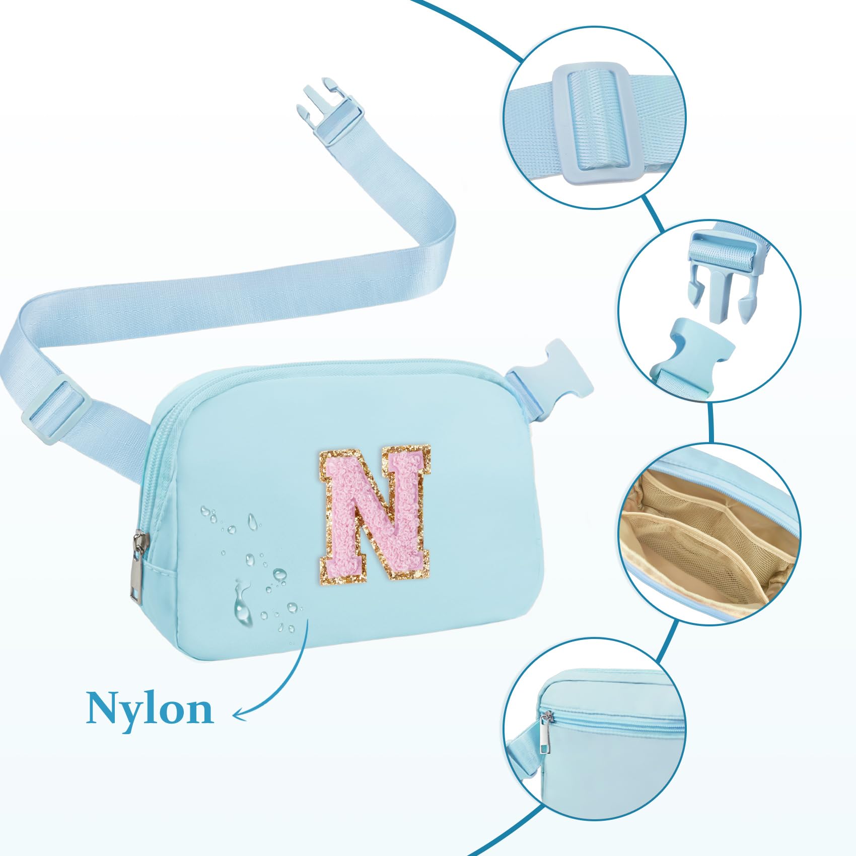 COSHAYSOO Blue Belt Bag Fanny Waist Pack Small Unique Gifts for Women Teen Girls Birthday Graduation Halloween Thanksgiving Chri