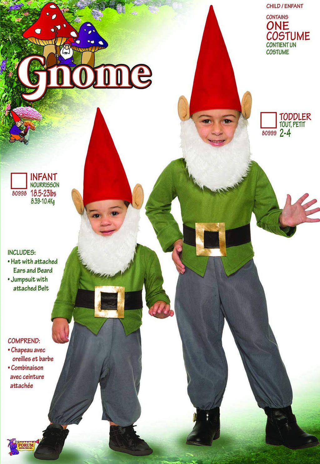 Forum Novelties Unisex Baby Garden Gnome Infant and Toddler Costumes, As Shown, Infant US