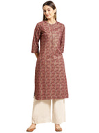 Rangita Magenta Cotton Flex Calf Length Printed Straight Kurti For Women | Kurta For Women_3Xl