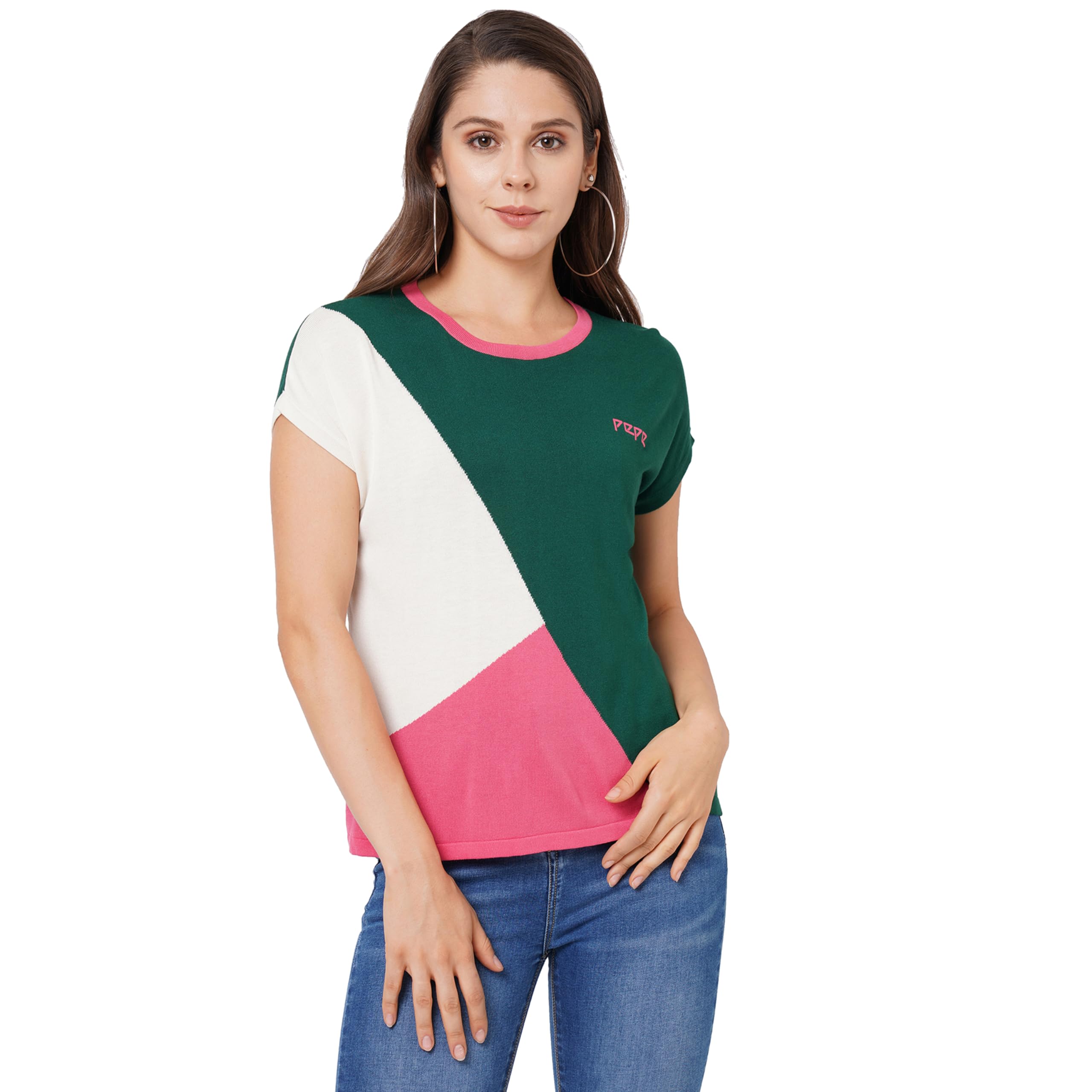 Pepe Jeans WomenS Regular Fit Colour Block T-Shirts