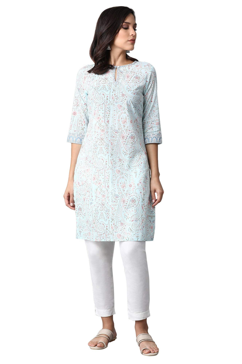 W For Woman Women Cotton Printed Regular Kurta
