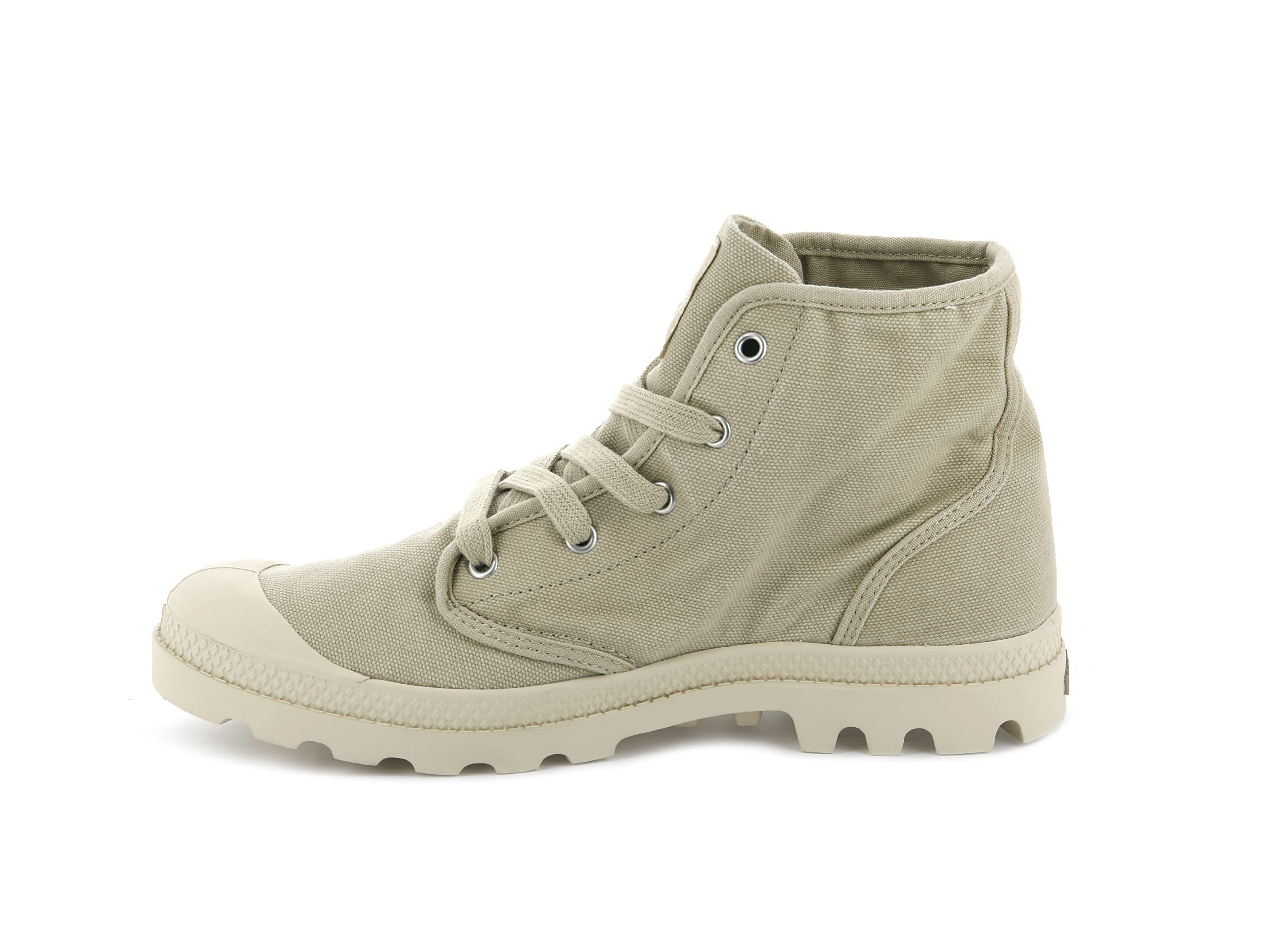 Palladium Women's Pampa Hi Boot, Vegan Canvas Lace Up Boot, Sahara/Ecru, 7.5 M