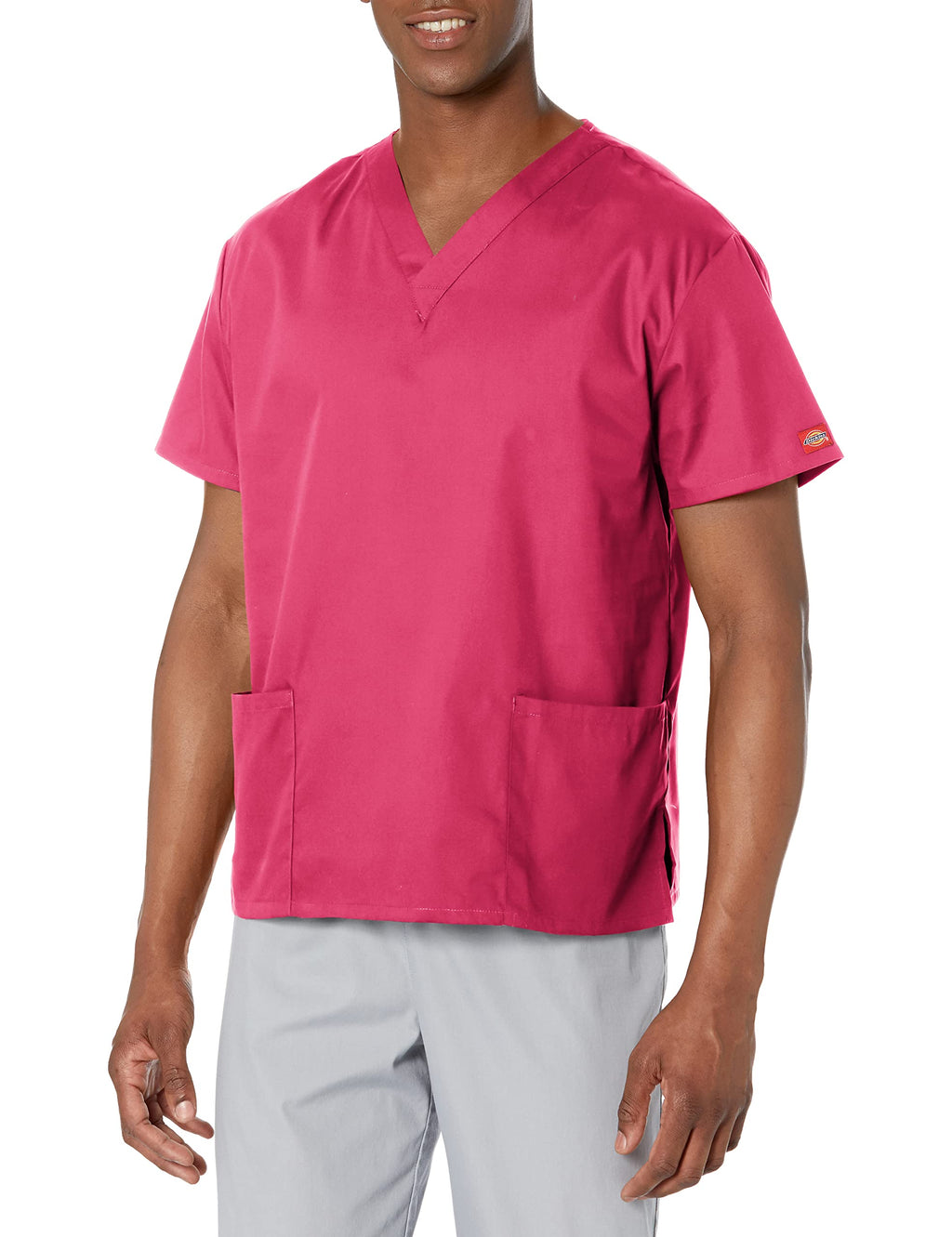 Dickies womens Signature 86706 Missy Fit V-neck Top medical scrubs shirts, Hot Pink, Medium US