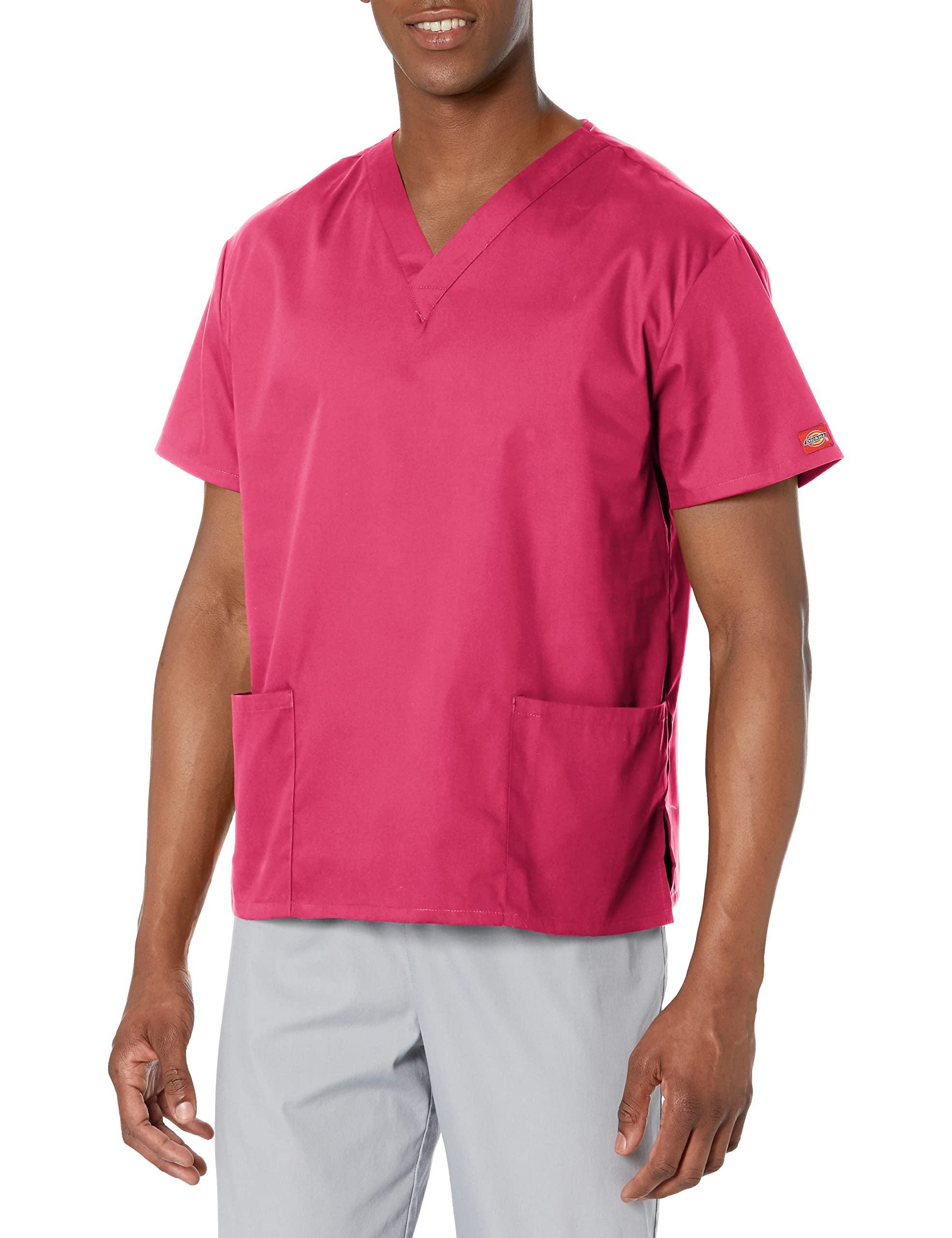 Dickies womens Signature 86706 Missy Fit V-neck Top medical scrubs shirts, Hot Pink, Medium US