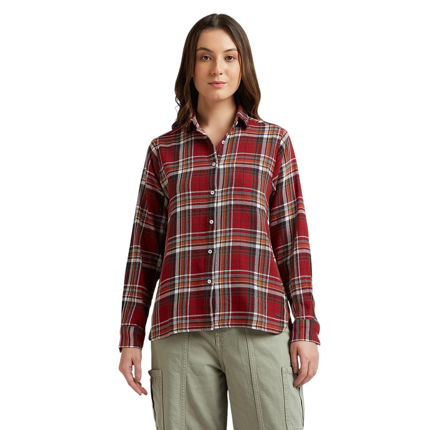 Pepe Jeans WomenS Regular Fit Shirt (Pl305071_Burgundy Red