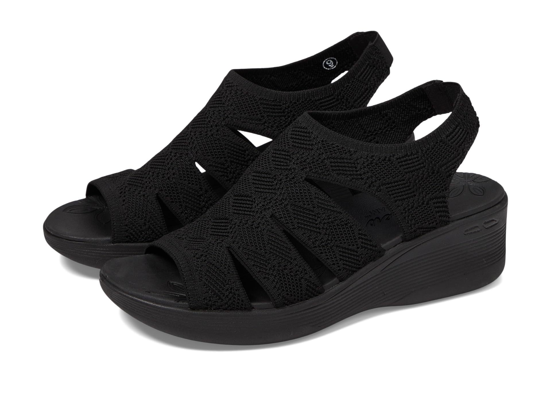 Skechers Women's PIER-LITE-Memory Maker Wedge Sandal, Black/Black, 9