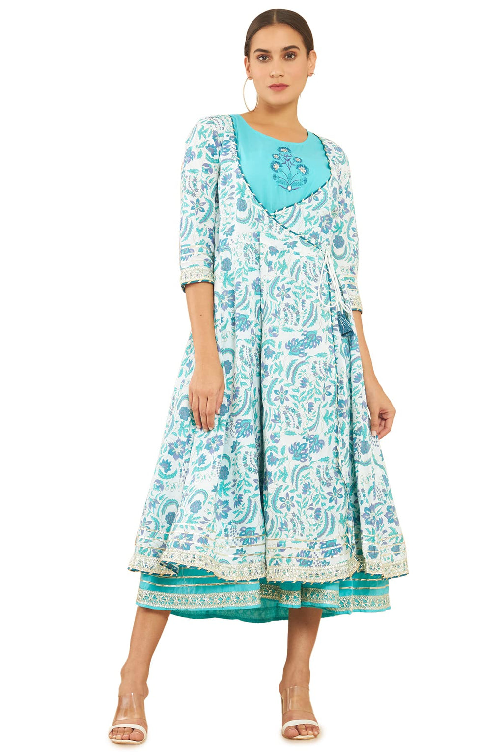 Soch Women Off White Block Print Kurti