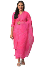 W For Woman Dark Pink Embroidered Kurta Dupatta Bottomwear