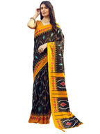 Satrani Womens Cotton Printed Ready To Wear Saree with Unstitched Blouse Piece (3394S307N_Dark Blue)