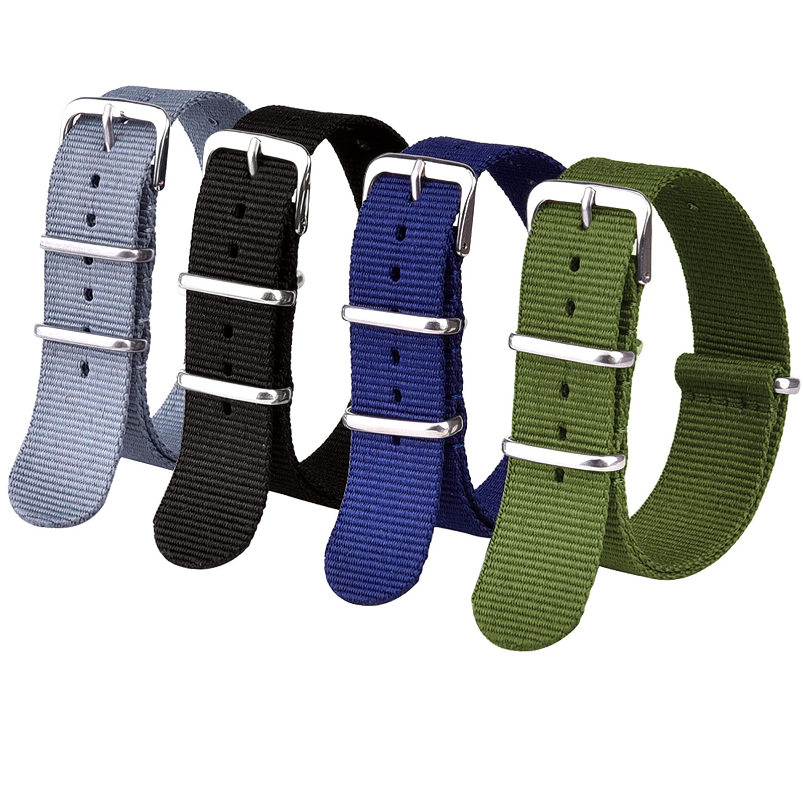 Ritche 24mm Nylon Watch Straps Nylon Replacement Men Women Bands (4 Packs)