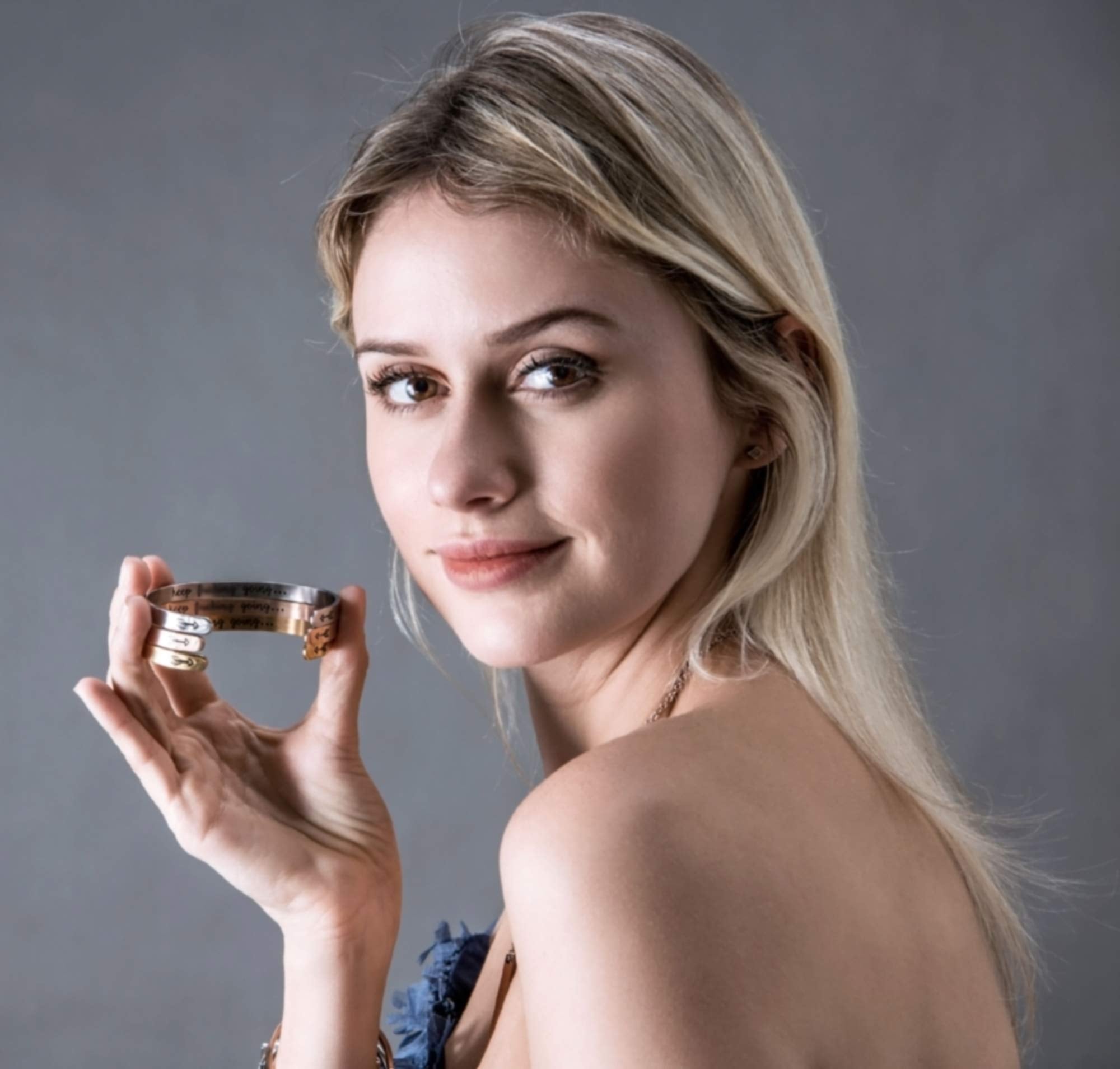 JoycuFF Women Calm Gift for Her Inspirational Christmas Cuff Bangle Bracelets Fate Whispers to The Warrior You Cannot Withstand