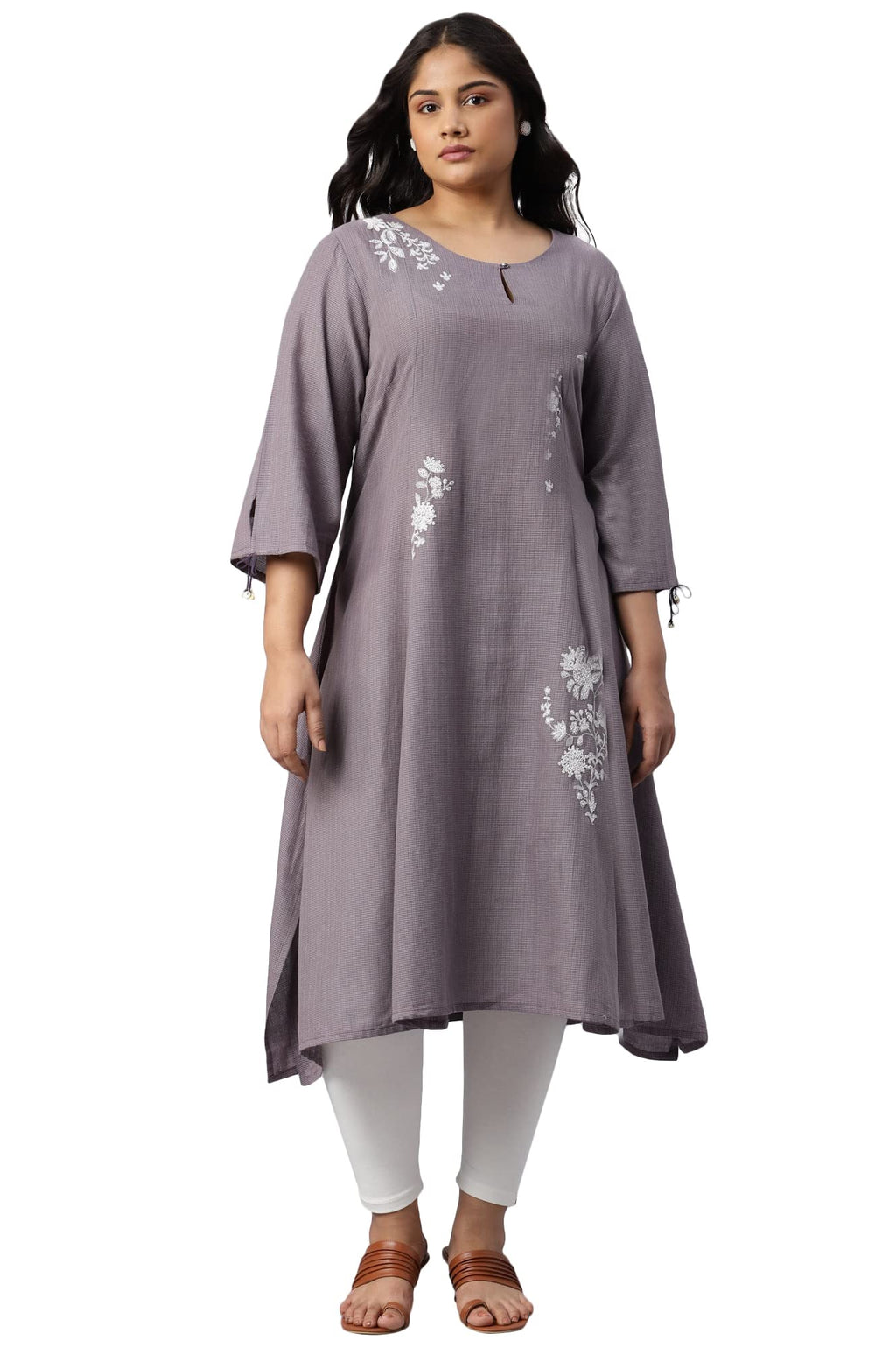 W For Woman Plus Size Dusk Purple Embroidered Kurta