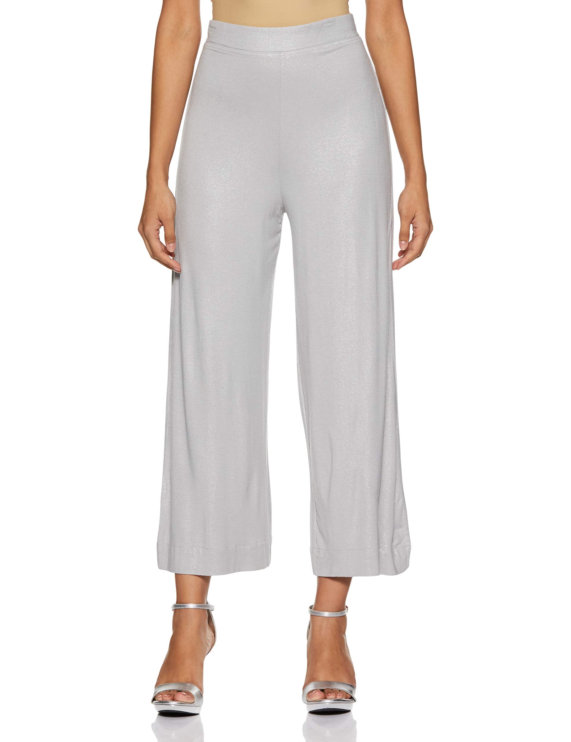 Aurelia Women Regular Fit Rayon Palazzos (19Aua60005-501005_Silver_Medium_Silver_M)